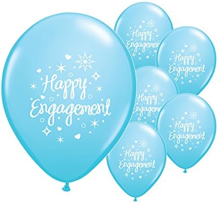10 x HAPPY ENGAGEMENT 12" HELIUM QUALITY PERALISED BALLOONS IN 7 COLOURS (LIGHT BLUE)
