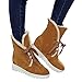Produktbild TianWlio Stiefel Frauen Herbst Winter Schuhe Stiefeletten Boots Hohe Schneestiefel Cross-Strap Damenstiefel aus Baumwolle Lässige Schnürschuhe Gelb 38