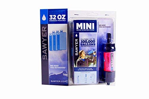 Sawyer Mini Original Filtro de Agua bajo Set con 3 x 1 l o 2 x 2 litros Bolsa de hidratación Sawyer Mini Pink Talla:3 x 1 Liter