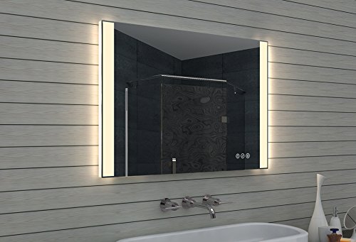 Design Badezimmerspiegel mit Dimmer, Warm und Kaltweis und Touchschalter 100 x 70 cm