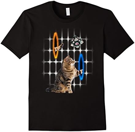 Men's PREMIUM Cat Pawing at Toy Through Portal T-shirt Medium Black