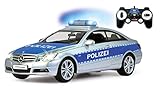 ferngesteuertes polizeiauto mit echter sirene Links/rechts Jamara 410023 - Mercedes E350 Coupe 1:16 Polizei 2,4GHz - deutsche Polizeisirene, Alarmanlage, Startton, Beschleunigungston, Bremston, Hupe, Zusperrton, Signalleuchte, Blinker, 4 Geschwindigkeiten