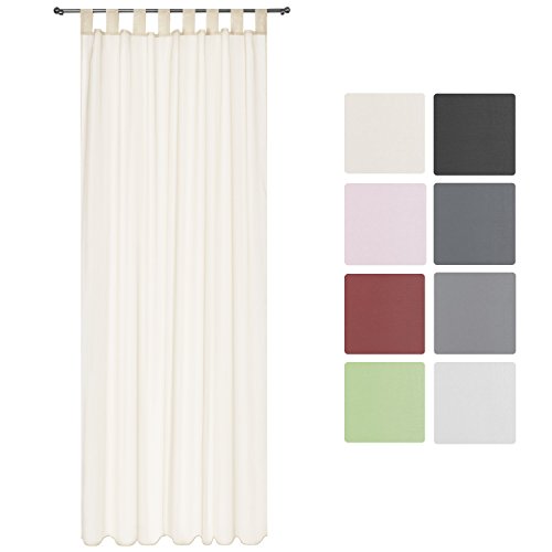 Beautissu® Transparenter Schlaufen-Vorhang Amelie - 140x245 cm Creme (Beige) - Voile Dekoschal Gardine Schlaufenschal