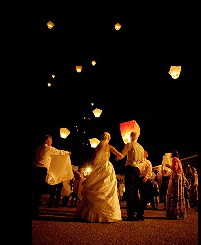 20 x Eco-Friendly Sky Lanterns for Christmas, New Year, Chinese New Year, Weddings & Parties (40cms 58cms x 105cms) (White) - 7