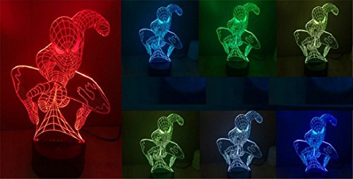 SmartEra® 3D optische T?uschung Spider Man Nacht 7 Farbwechsel USB Touch Taste Spider Man LED Licht Lampe Tischleuchte - 3
