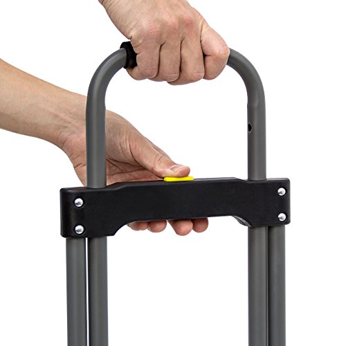 Relaxdays Sackkarre für max 70 kg HBT: 96,5 x 39 x 42 cm Transport-Trolley aus Eisen & Kunststoff mit Teleskop-Griff Handkarren mit großen Rollen als Gepäck-Trolley für Umzug und Auto, metallic - 6