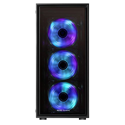 Mars Gaming MC7 - Caja de Ordenador Gaming  semitorre  ATX  Incluye 3 Ventiladores Frontales RGB 120mm  VGA hasta 341mm  Cristal Templado  Apta para Refrigeraci  n L  quida   Negro