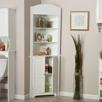 Ellsworth 23.25 x 68.31 Corner Free Standing Linen Tower- With Contemporary Style That Blends Well with Most Bathroom Decors- Has Two Open Shelves and a Closed Cabinet- White Finish* by First Choice Unlimited