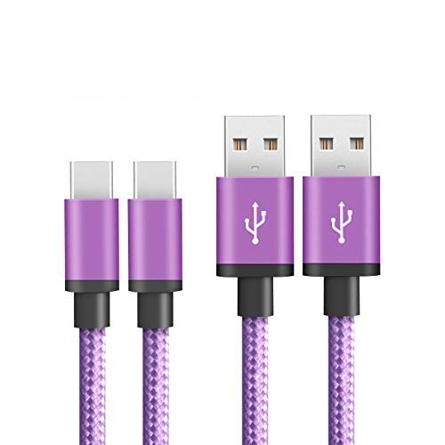  Lot de 2  Samsung Galaxy S9 C  ble en Nylon  Fundro USB Type C C  ble Chargeur pour Samsung Galaxy S9   S9 Plus   S8   S8 Plus   Note 8  Huawei P20   P20 Pro   P10   P10 Plus  Nintendo Switch  Google Pixel   Pixel XL  Moto Z et Plus  6ft   2m  Ultra Violet 