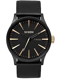 Nixon A1051041-00 - Reloj analógico de cuarzo para hombre con correa de piel, color negro