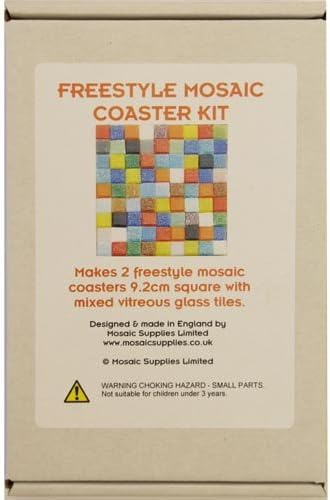 Freestyle Mosaic Coaster Kit Makes 2 Coasters with Real Glass Tiles