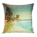 Produktbild Throw Pillow Cover Green Sunset Maldives Beach Summer Vacation Island Sea Decorative Pillow Case Home Decor Square 18x18 Inches Pillowcase