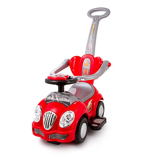 Push Power Ride-on KP0558W Baby Walker RIDE ON push along CUTE CAR 3in1 with Parent Handle 3 colour (KP0558WR RED)