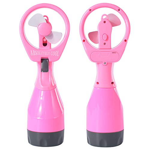 Neuester Akku-betriebener, Wasser sprühender Miniventilator Spray Mini Fan mit Flaschenbefeuchtungssystem + ein Schlüsselband und einem Haken HG080 (pink) - 2