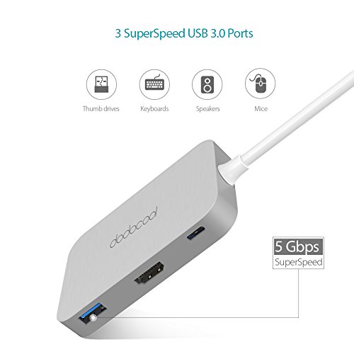 dodocool USB C Hub HD output 4k SD TF Kartenleser Type C Power Delivery USB 3.0 Hub 7 in 1 Plug und Play Aluminium für MacBook / MacBook Pro / Google Chromebook Pixel und mehr - 3
