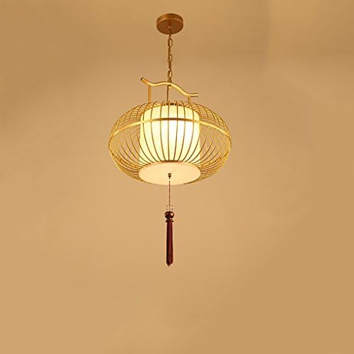 Iron Chandelier - Bird Cage, Retro Color, Asian Classical Lantern Design-Baking Finish,rust Protection,sturdy And Durable ( Color : Gold-Diameter 30cm )