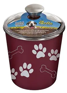 Loving Pets Bella Dog Bowl Canister/Treat Container, Merlot