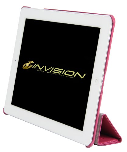 Invision® iPad 2 iPad 3 und iPad 4 Intelligente Hülle – Tolles Design – Magnetische Aufweck/Schlaf-Funktion – Hochwertiges PU-Leder (iPad 2 3 4 / Hot Rosa) - 4