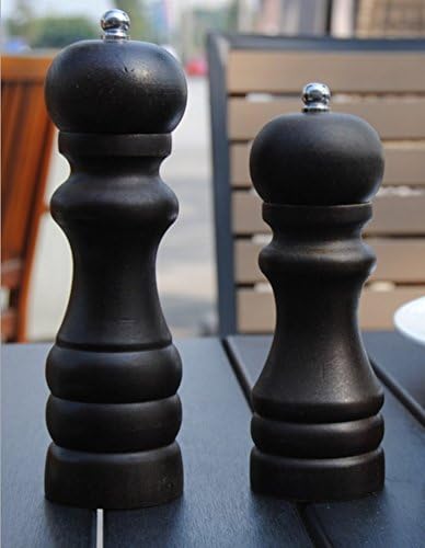 Fangxin Natural Oak Wood Pepper Mill/Salt and Pepper Grinder 5 Inch/8 Inch, Black, 8-inch