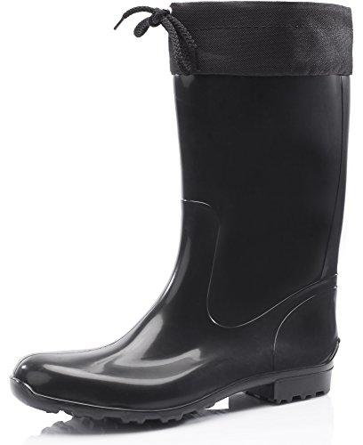 Ladeheid Botas Antideslizantes en PVC Mujer LA-968 (Negro/Negro, 42)