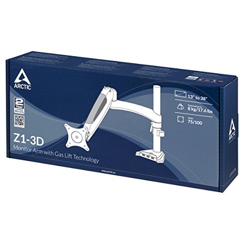 ARCTIC Z1-3D, Monitorarm mit Gasliftarm (neigbar, schwenkbar, höhenverstellbar) für 1 Monitor, Monitorhalterung für 13”- 32” Monitore bis 8 kg/17.6 Ibs - 10