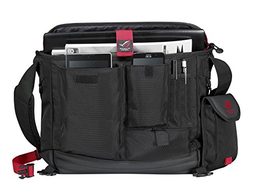 ASUS ROG Ranger Messenger Notebook Tasche  bis zu 15 6 Zoll  ergonomisches Design  Gucci-Polyester  Schwarz Rot