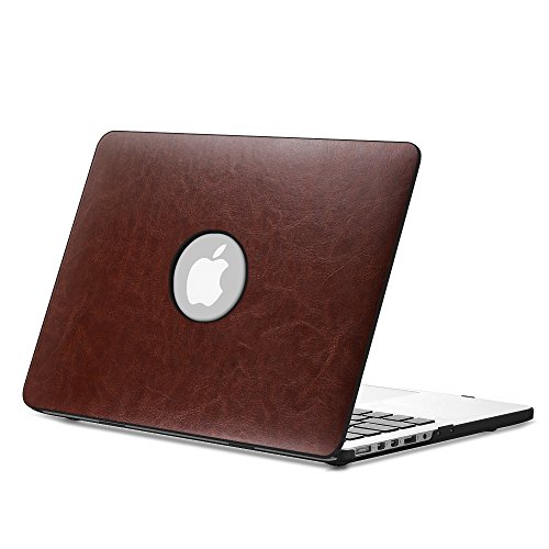 Fintie MacBook Pro 13 Retina Hülle Case - Ultra Slim Hochwertige Kunstleder Coated Hard Shell Schutzhülle Tasche für Apple MacBook Pro 13.3" mit Retina Display A1502 / A1425 (NEUESTE VERSION, NO CD-ROM Drive) , Braun