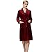 Produktbild MRULIC Damen Flanell Warmer Nachtwäsche Langer Bademantel Frauen Winter Morgenmantel Nachthemden mit Fleece Jacken(Weinrot,L)