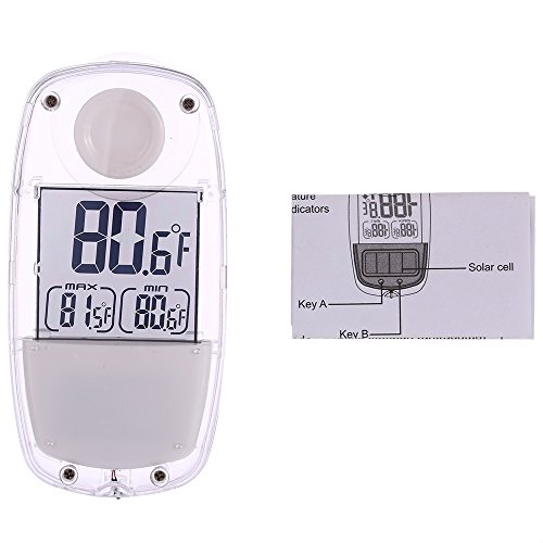 Gazechimp Solar Fensterthermometer Wasserdicht Indoor Outdoor LCD-Display Garten