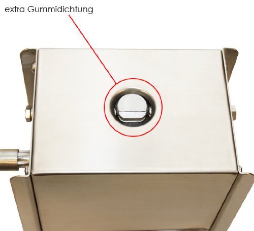 RICOO Wurstfüller RWH-05 Wurstfüllmaschine Wurstmaschine Wurstfüllgerät Handwurstfüller *5Liter Fassungsvermögen + 2-Gang Getriebe + inkl 4 Füllrohre + Material V2A Edelstahl + inkl 2 Ersatzdichtungen - 9