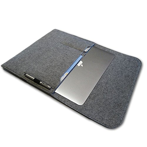 Tasche Hülle für TrekStor SurfTab duo W3 W2 W1 Filz Sleeve Schutzhülle Laptop Case Cover Notebook Bag aus strapazierfähigem Filz in Grau mit Innentaschen und sicheren Verschluss von NAUC - 2