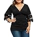 Produktbild WWricotta Fashion Women V-Neck Plus Size Half Sleeve Ruched Empire Waist T-Shirt Tops(Schwarz,XXXXXL)