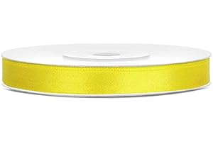 DaLoKu Satinband 6/12/25/38/50/100mm x 25m Geschenkband Schleifenband, Größe: 6mm x 25m, Farbe: Gelb