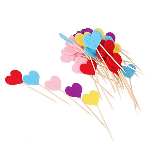 BESTOMZ 50 Stück Herz Cupcake Toppers Muffin Topper Deko Picker