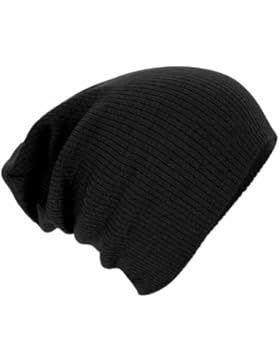 Slouch Beanie, Winter Skimütze gerippt