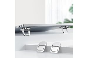 XiaZhiZhen Supporto per computer portatile mini in lega di zinco per computer portatile, invisibile, pieghevole, portatile, posteriore, appiccicoso, supporto per il raffreddamento (argento)