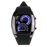 PreAdvisor(TM) Armbanduhr im Rennsport-Design, mit 6 Farben, LED-Anzeige, selbstaufziehend, für Damen und Herren, sportlich, modisch, Militär-Stil dunkelblau