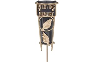 ONLINESTREET Grave Vases with Spike Grave Ornaments - Memorial Plaques/Black Vases Flower Holders with Personalised Quotes; Metal Spikes Grave Decorations in Loving Memory of your Loved Ones (In Loving Memory)
