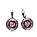 Produktbild Vintage lila Blume baumeln Ohrringe Kaleidoskop Muster Geschenk für Mutter Girl Friend Bronze Ton