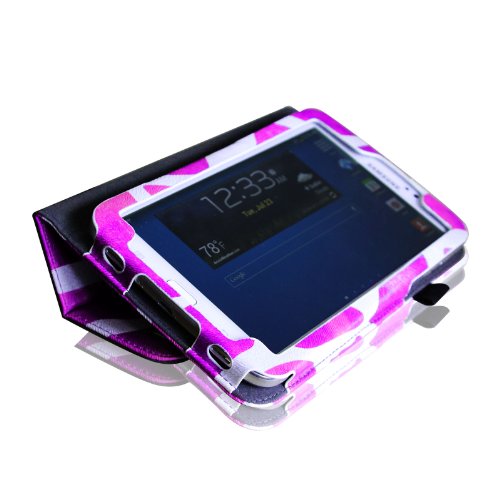 Fintie Samsung Galaxy Tab 3 7.0 (7 Zoll) SM-T210 SM-T211 Hülle Case – Slim Fit Folio Bookstyle Kunstleder Schutzhülle Cover Tasche mit Ständerfunktion und Stylus-Halterung, Giraffe Lila - 9