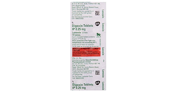 Lanoxin Tablets . 25 Mg