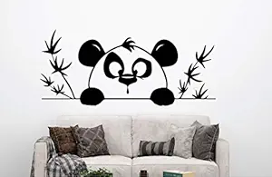 VVWV Panda and Bamboo Wall Stickers for Home Living Kids Bed Room Hall Kitchen Wall Decor Stickers PVC Vinyl Decals L X H 70 X 50 CMS