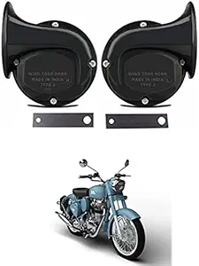 EIAC Universal Windtone Jalwa Horn (2 and 4 wheelers), Black color, Heavy plastic body, Set of 2, 12V voltage For Classic 350 Universal For All Models