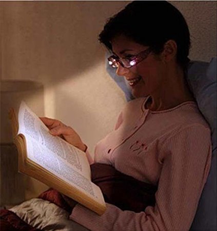 Moda gafas de lectura libertad compacta Rectangular luz LED Vision clara marco completo Eyewear LED brillante lector nocturnos recetados con luz  color negro  2 50