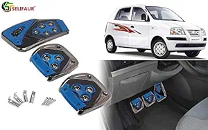 Selifaur - 3 Pcs Blue Non-Slip Manual Car Pedals kit Pad Covers Set for Santro Xing