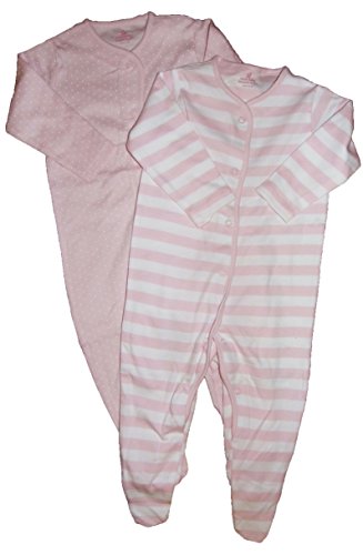 Baby Girl Cotton Sleepsuits Set of two Exstore N*XT (6-9 months Plain pink /Pink spot)