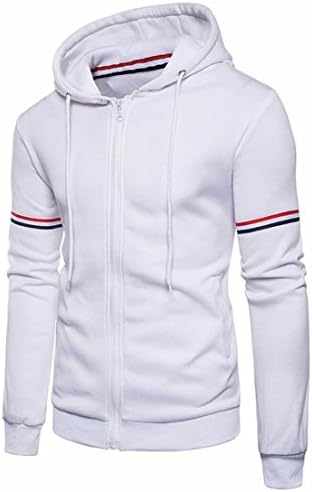 Hoodies Men,Moonuy Men's Pullover Long Sleeve Hooded Sweatshirt Striped Blouse Tops,Mens Hoodies,Mens Hoody,Mens Fleece,Mens Fleece Tops,Hoodies For Men,Black Hoody,Hooded Tops For Men (White, L)