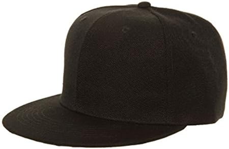 BLACK SNAPBACK FLAT PEAK BASEBALL CAP (one size adjustable)