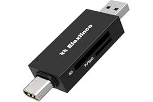 Czytnik kart SD USB, Elexlinco 2 w 1, podwójne złącza USB 3.0, czytnik kart SD, kompatybilny z SDXC, SDHC, MMC, RS-MMC, Micro SDXC, Micro SDXC, Micro SD, Micro SDHC, z Mac OS/Windows/Android