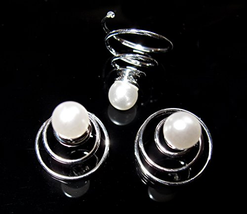 Musuntas 12 Stk. wunderschöne weiß Haarspiralen Haarspinnen Haarnadeln Braut Hochzeit Brautschmuck Braut Haarschmuck - 3